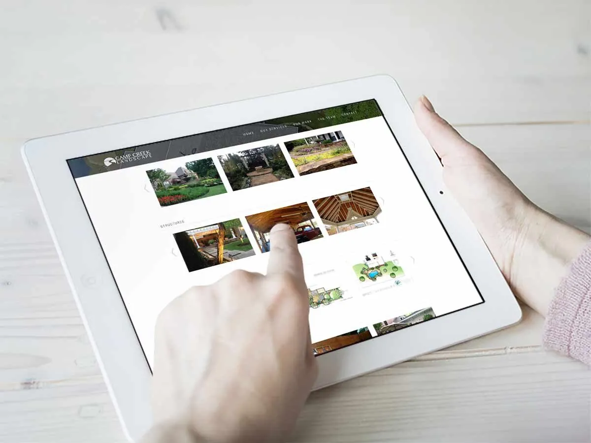 Camp Creek project gallery on a tablet