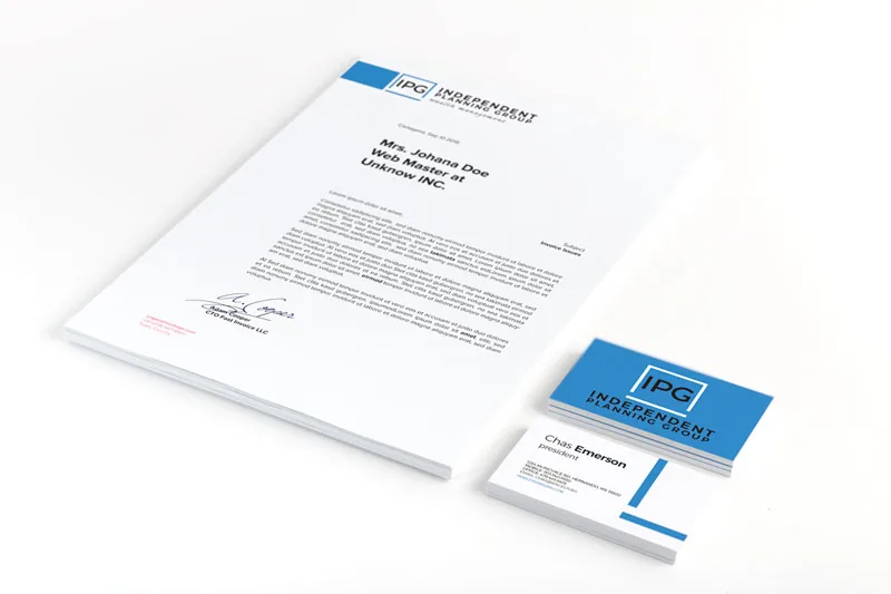 IPG letterhead and business cards